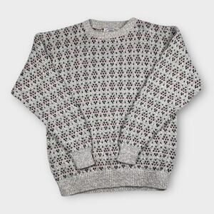 Gray Blue Green Red Vintage Hampton Bay Trading Company Cotton Sweater Size L